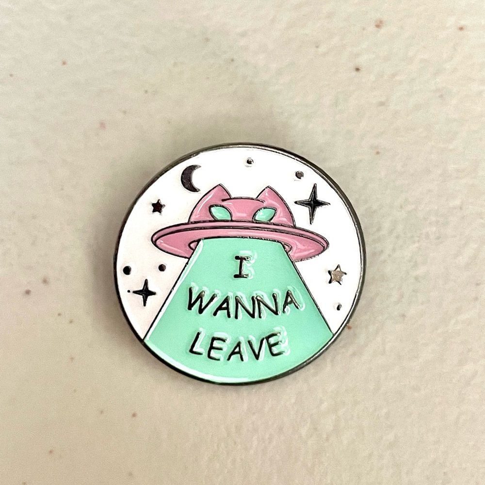 Alien Cat UFO Enamel Pin